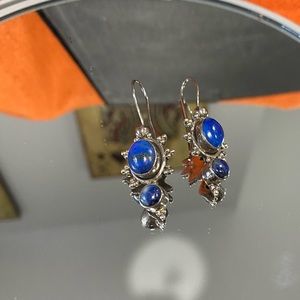 Silver Earrings with precious stone